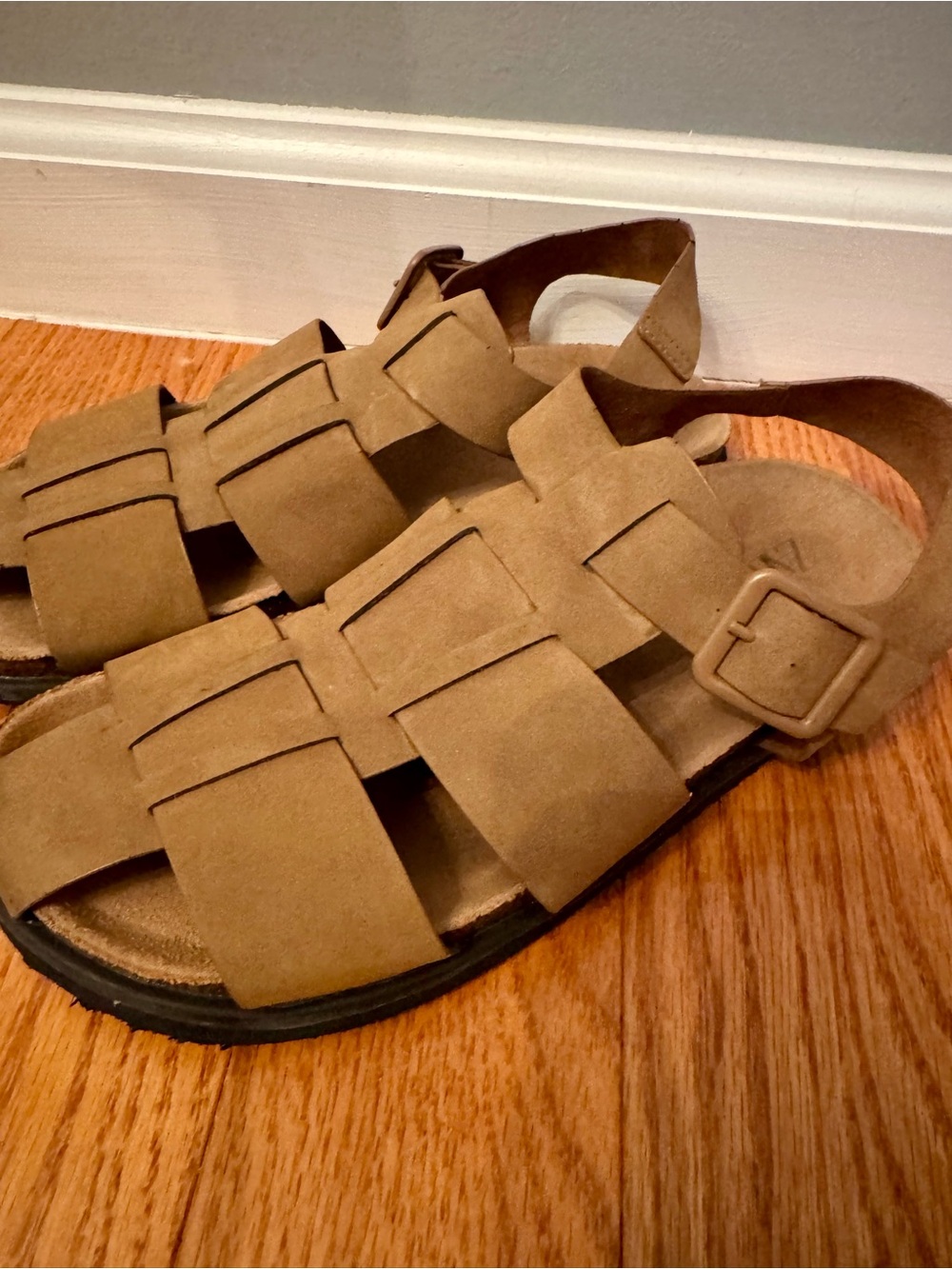 Zara Tan Suede Fisherman Sandals Size 38